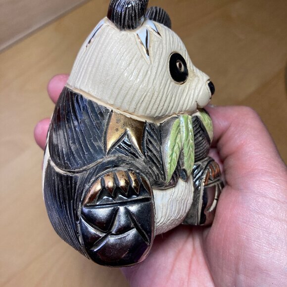 Artesania Rinconada Panda with Gold Trim Pottery Figurine - Picture 3 of 10